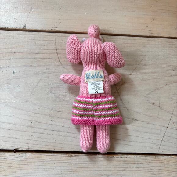 Blabla NWOT Original Girl Elephant Rattle Pink Baby Rattle 8" - Picture 3 of 4